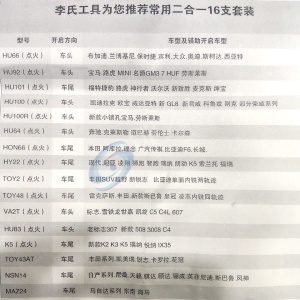 李志勤-16支套装 常用车型读齿开启工具-李氏二合一